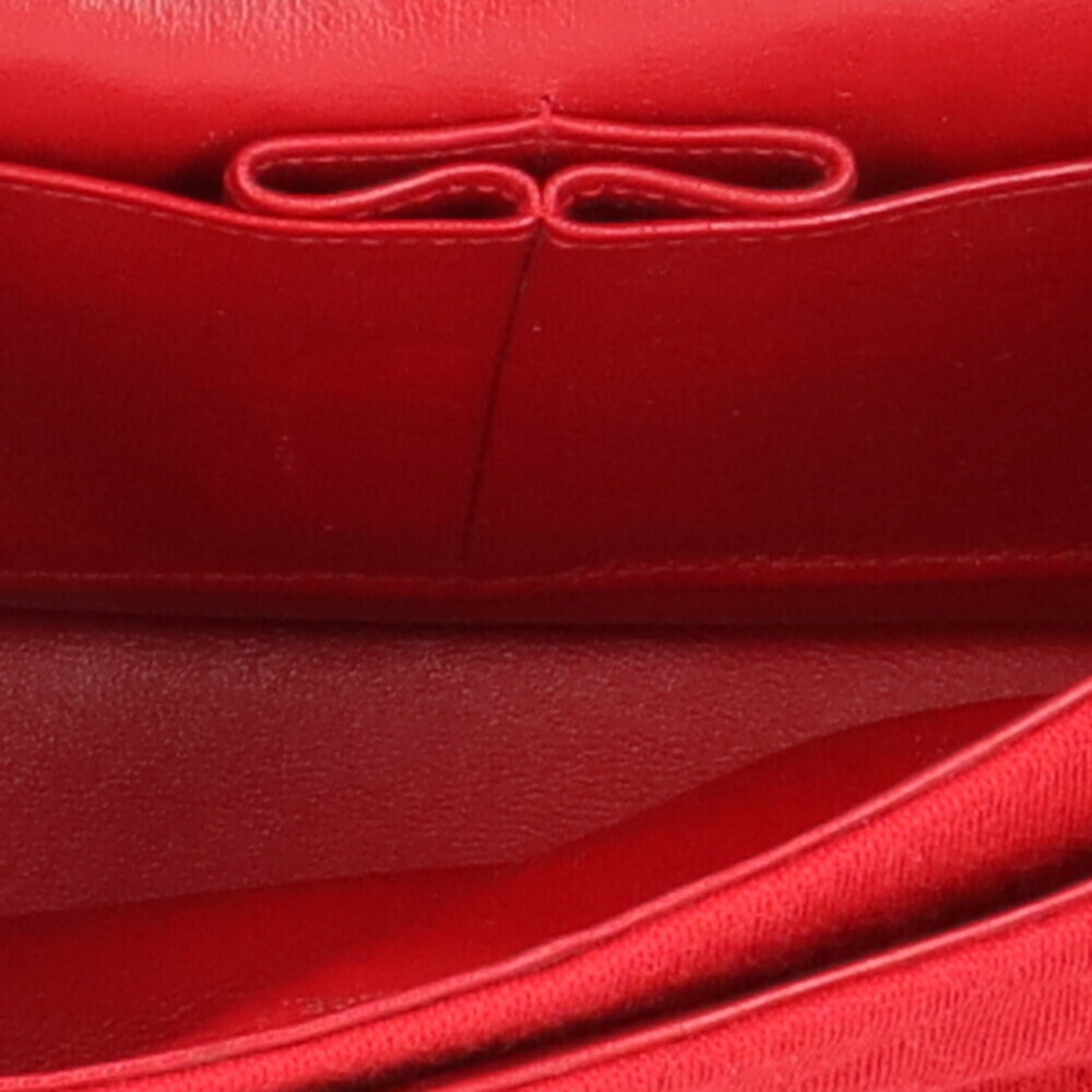 CHANEL W Flap Matelasse Shoulder Bag Cotton Red Women's - Picture 9 of 9